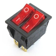 สวิทช์ เปิด-ปิด สี่เหลี่ยม หนา คู่ 6ขา 220V (สีแดง)
